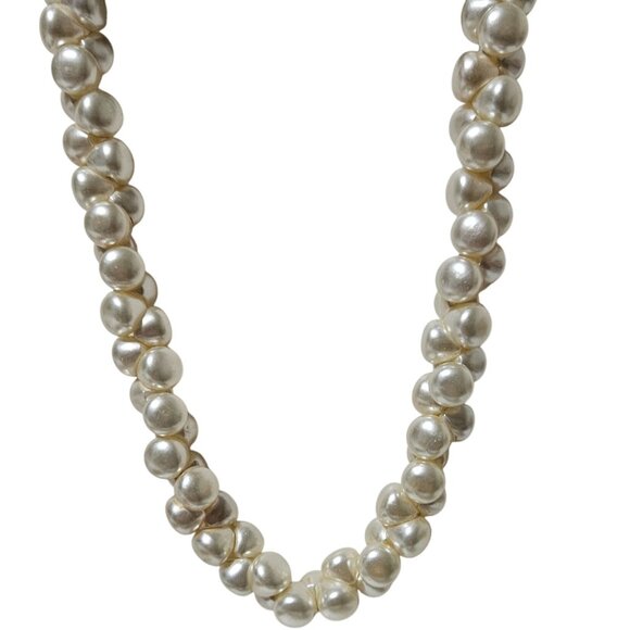 Vintage Faux Pearl Necklace Chunky Statement Retro 50s 60s Fashion Jewelry - Picture 1 of 5